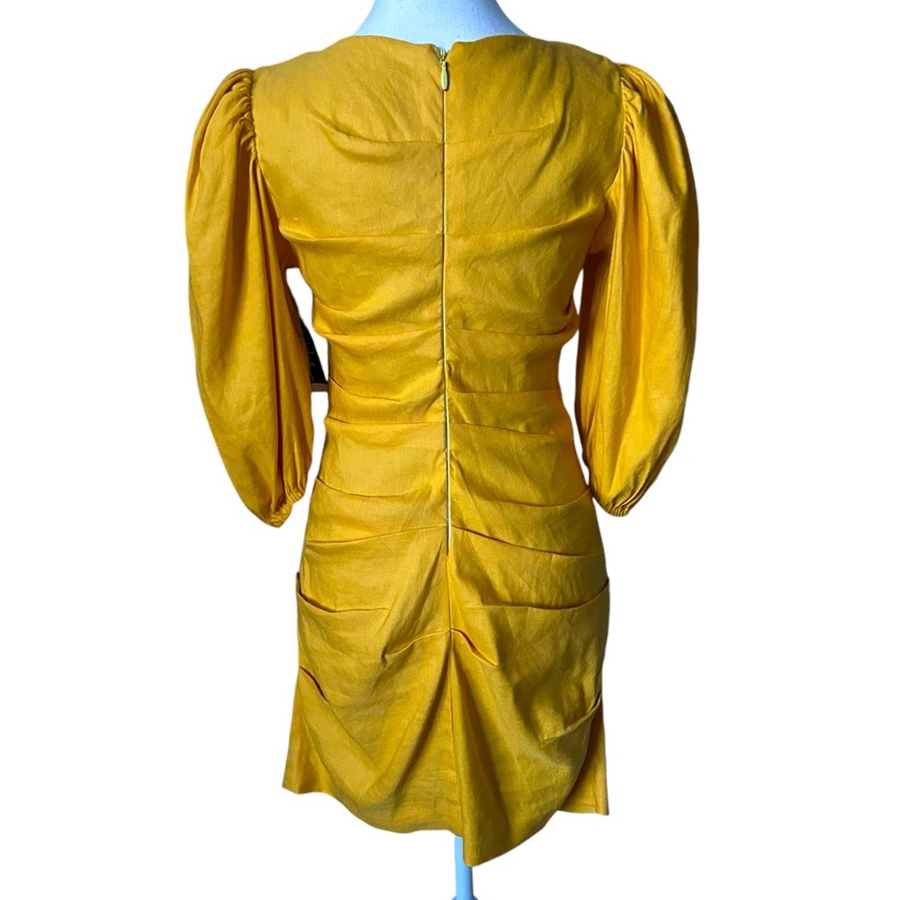 Nicole Miller Yellow Stretch Puff Sleeve Lauren Original Sample Dress XS… - Picture 5 of 15